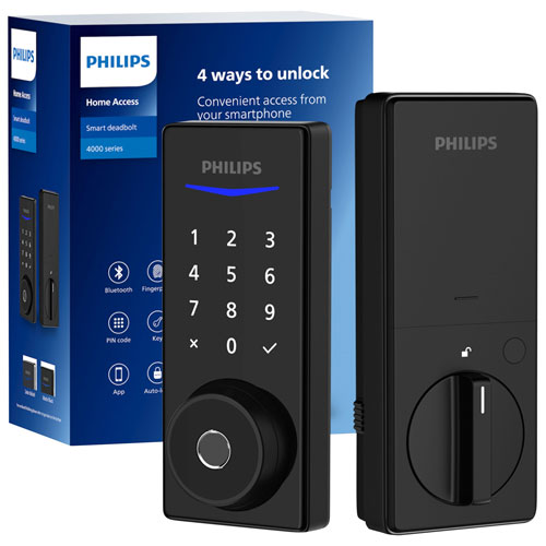Philips 4000 Series Fingerprint Wi-Fi Deadbolt Smart Lock Combo - Matte Black