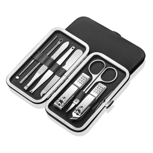 axGear Stainless Steel Manicure Pedicure Set Nail Clipper File Scissor Kit 8 Pieces Grooming