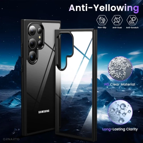 Ultra-Slim Military-Grade Shockproof Case for Samsung Galaxy S24 Ultra - Anti-Yellowing, Wireless Charging Compatible - Full Bumper Cover - Black