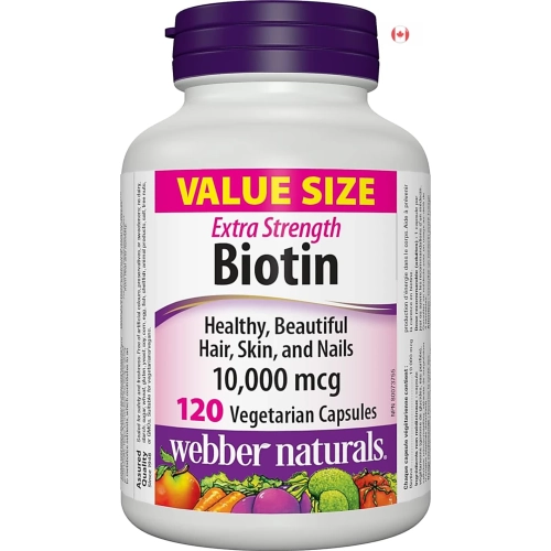 Get Stronger Hair, Skin & Nails with Biotin 10,000 mcg Extra Strength | 120 Vegan Capsules - Boosts Energy Metabolism