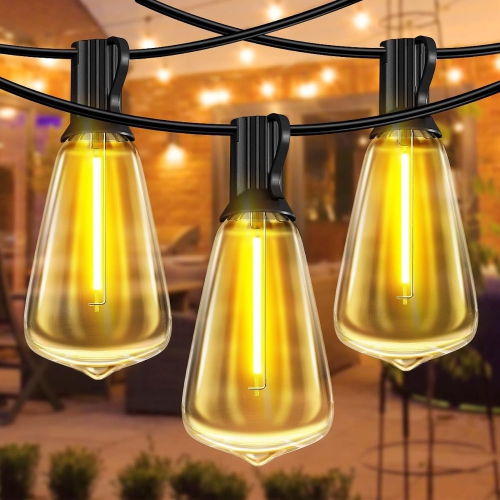 27FT Weatherproof LED Outdoor String Lights: Bright Patio Lighting with  13+2 Shatterproof Vintage Bulbs