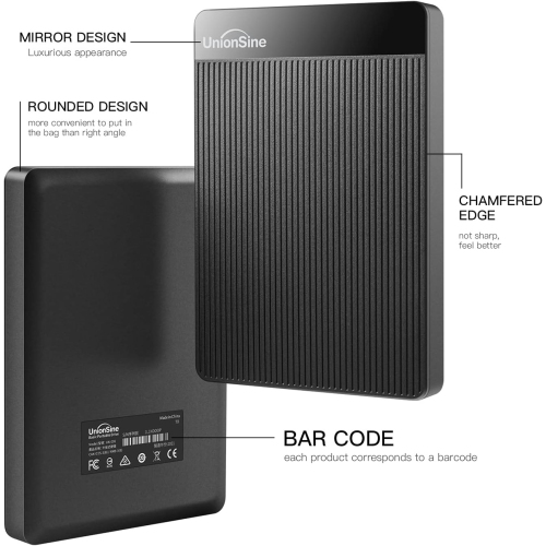 UnionSine 1TB Ultra Slim Portable External Hard Drive USB3.0 HDD Storage for PC,Mac, Desktop, Laptop