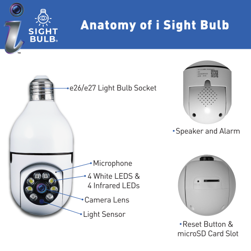 i Sight Bulb Indoor/Outdoor Wi-Fi HD Security Camera - White