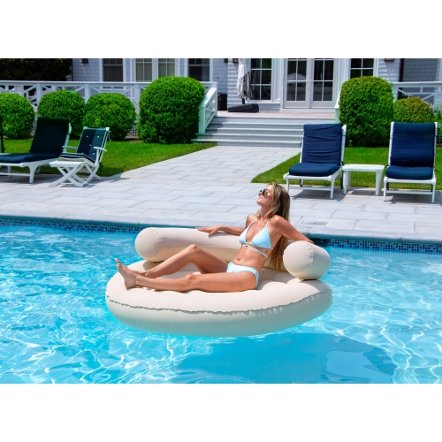 Cloud Oxford Fabric Inflatable Swimming Pool Island Chaise Float - 60" - Beige
