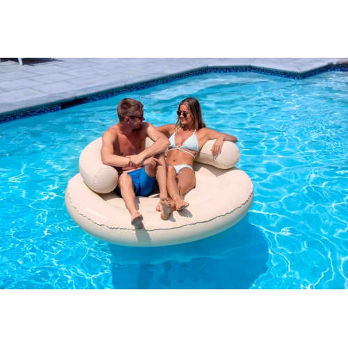 Cloud Oxford Fabric Inflatable Swimming Pool Island Chaise Float - 60" - Beige