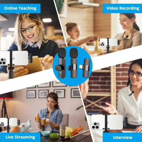 Wireless Lavalier Lapel Microphone for iPhone, iPad - Professional Cordless Omnidirectional Condenser Mic for Interview, Video, Podcast, Vlog &