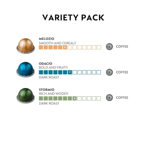 Nespresso VertuoLine Variety Pack: 3 Blends, Medium & Dark Roast, 7.77oz Coffee Pods