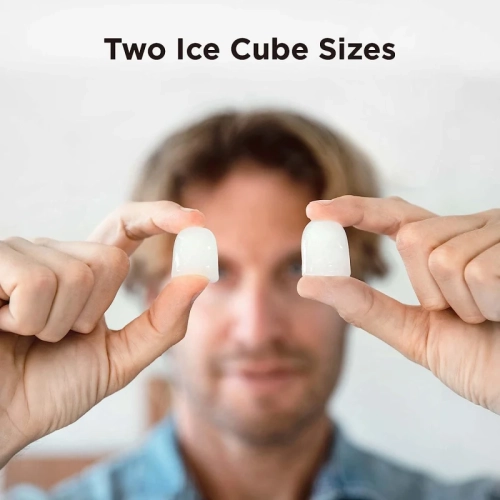 Comptoir de la machine à glaçons : 9 cubes en 6 minutes, 26&nbsp;lb en 24hrs, autonettoyage, cuillère à glaçons, panier, 2 tailles de glaçons en