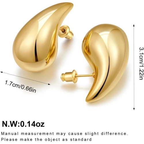 Chunky Water Drop Earrings: Big Dangle Fashion Jewelry Gift for Women