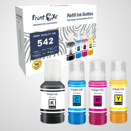 T542 Ensemble de bouteilles de rechange compatibles de 4 ml fournies avec l'encre à pigments de 542 T542120 T542220 T542320 T542420 ml pour Epson et