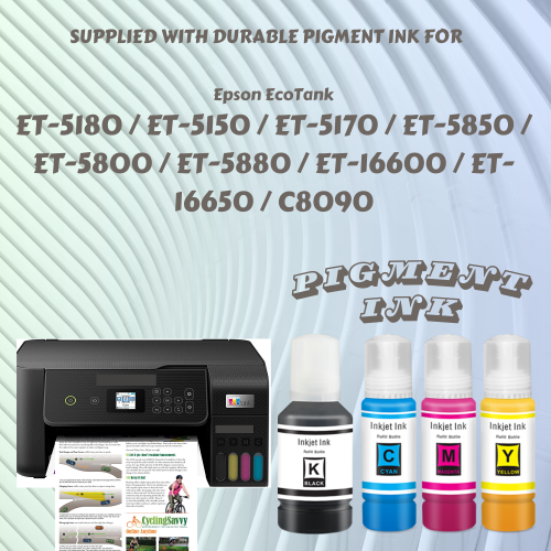 T542 Compatible Refill Set + Black of 5 Bottles All Supplied with Pigment Ink 542 - T542120 T542220 T542320 T542420 For Epson ET 5180 5150 5170 5850