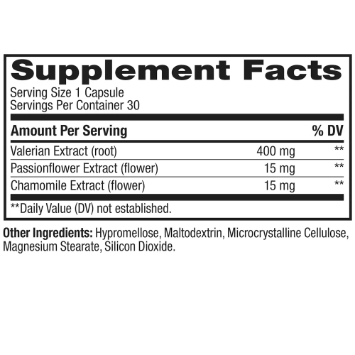 Capsules adaptogènes de repos à énergie végétale OLLY - racine de valériane/fleur de passion/camomille - 30ct