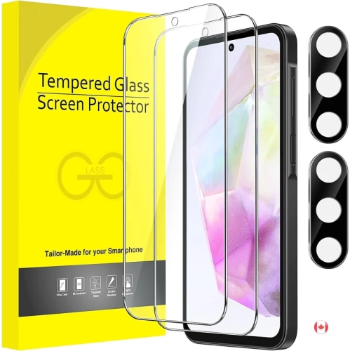 Protecteur d'écran pour Galaxy A55 5G de Samsung avec protecteur d'objectif - Paquet de 2