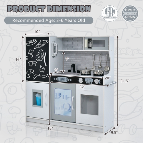 Ensemble de cuisine pour tout-petits avec planche noire de Costway pour enfants