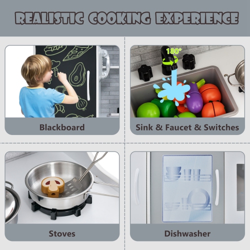 Ensemble de cuisine pour tout-petits avec planche noire de Costway pour enfants
