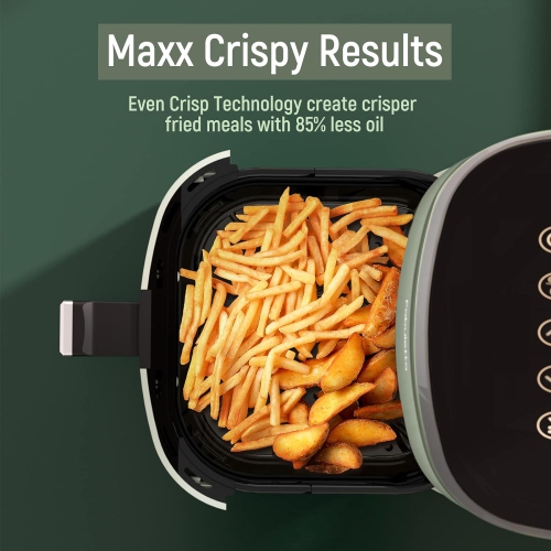 Air Fryer, Fabuletta 9 Customizable Smart Cooking Programs Compact 4QT Air Fryer, Shake Reminder, 450°F Digital Airfryer,Tempered Glass Display,