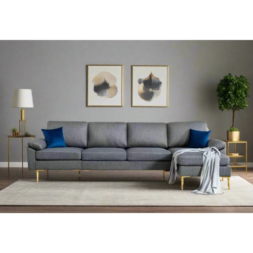 MEZO - MODERN REVERSIBLE FABRIC SECTIONAL WITH TOSS PILLOWS