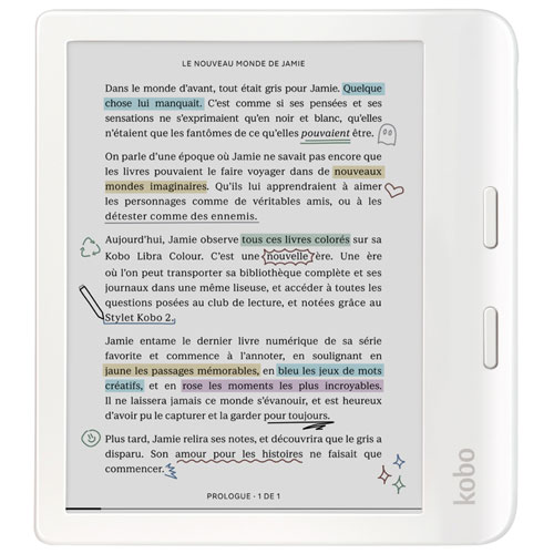 Liseuse numérique à écran tactile en couleur de 7 po Libra de Kobo - Blanc