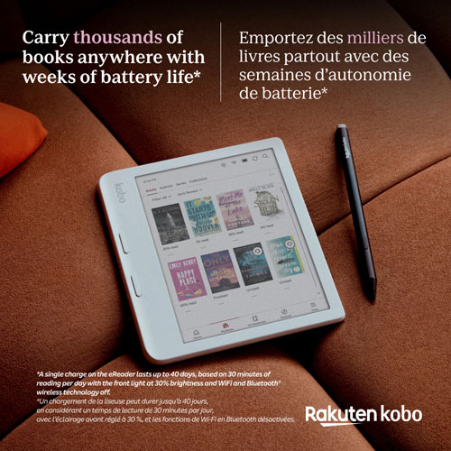 Liseuse numérique à écran tactile en couleur de 7 po Libra de Kobo - Blanc