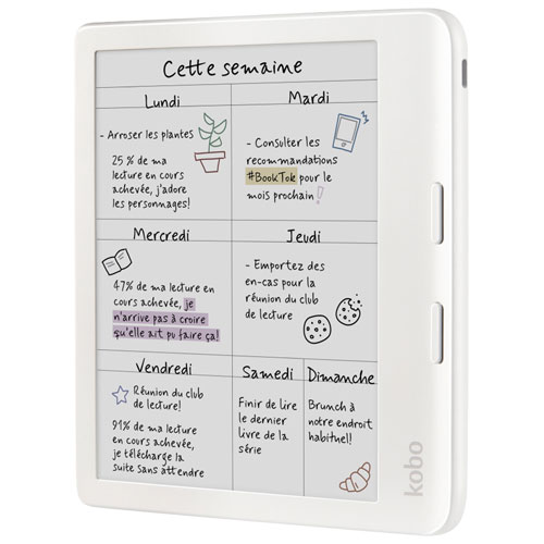 Liseuse numérique à écran tactile en couleur de 7 po Libra de Kobo - Blanc