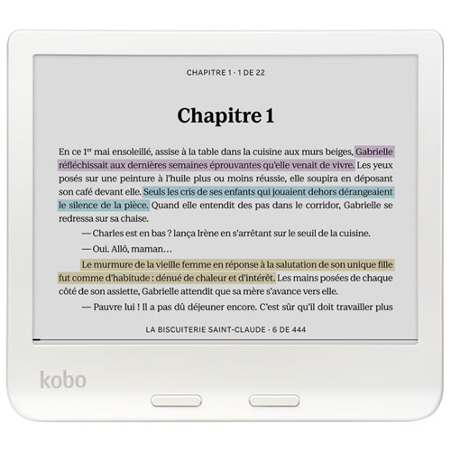 Liseuse numérique à écran tactile en couleur de 7 po Libra de Kobo - Blanc