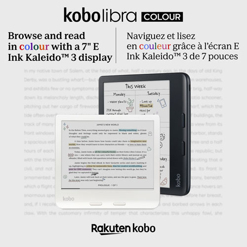 Liseuse numérique à écran tactile en couleur de 7 po Libra de Kobo - Noir