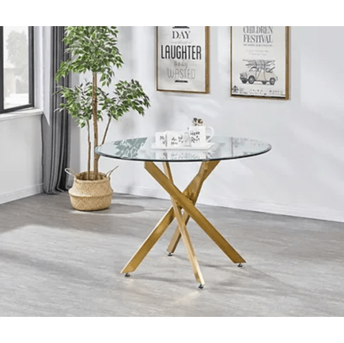 QUEENSONS Sword Round Dining Table (Gold)