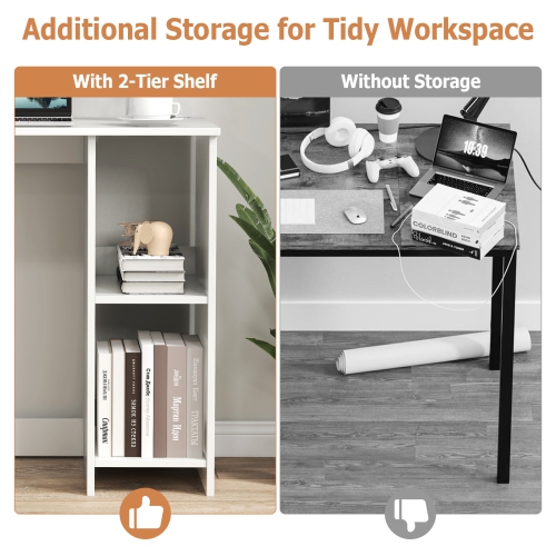 Topbuy Computer Desk for Small Space 31.5" Home Office Desk with Shelves Space Saving Study Writing Desk