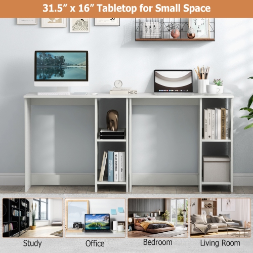 Topbuy Computer Desk for Small Space 31.5" Home Office Desk with Shelves Space Saving Study Writing Desk