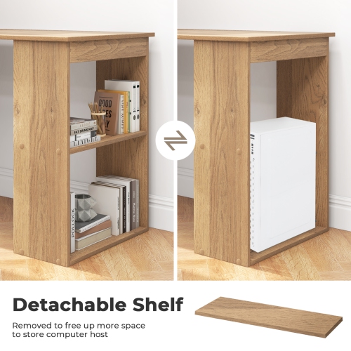 Topbuy 48 Inch Computer Desk with Bookshelf 3-in-1 Home office Desk with 4-Tier Bookcase & CPU Stand Space-saving Reversible Writing Desk Black/White