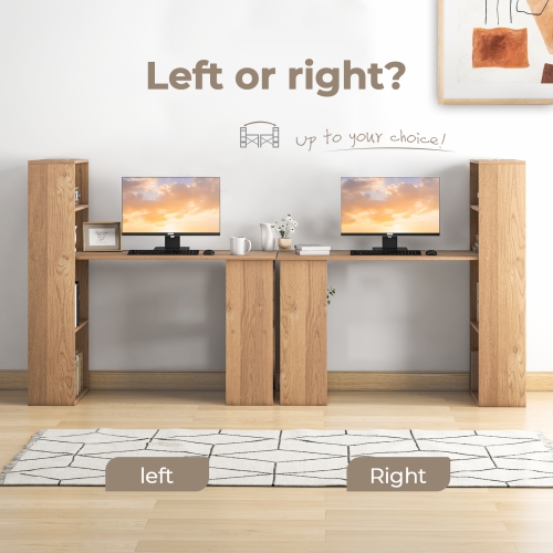 Topbuy 48 Inch Computer Desk with Bookshelf 3-in-1 Home office Desk with 4-Tier Bookcase & CPU Stand Space-saving Reversible Writing Desk Black/White