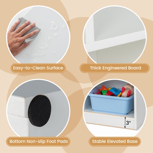 Topbuy Wood Storage Cube Bookcase 3 Tier 8 Cube Open Shelf Storage Cabinet with Anti-Toppling Devices Multipurpose Bookshelf Natural/Burlywood/Oak