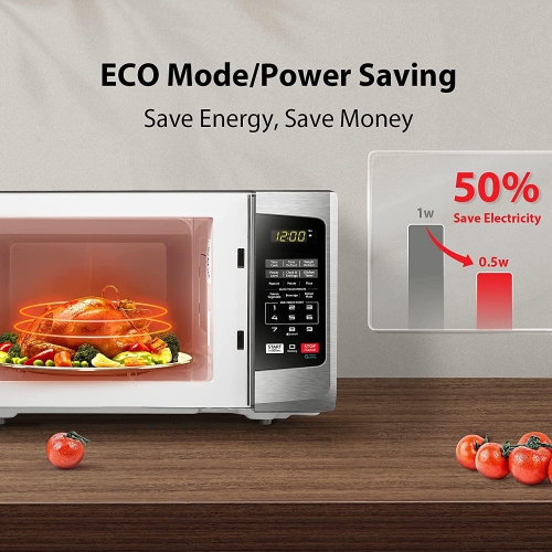 TOSHIBA ML-EM25P(SS)/CA Microwave Oven with Sound On/Off ECO Mode and LED Lighting, 0.9 Cu Ft/900W, Stainless Steel