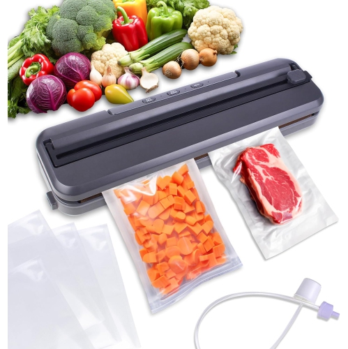Queceuy Vacuum Sealer Machine, including bag and built-in cutter, food storage automatic air sealing system