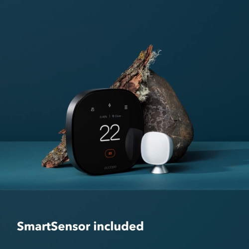 Thermostat intelligent Premium d'ecobee avec capteur intelligent, moniteur de qualité de l'air intégré Siri ou Alexa, noir…