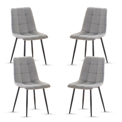 QUEENSONS  Bombay Dining Chair Blk (Set Of 4) In Grey