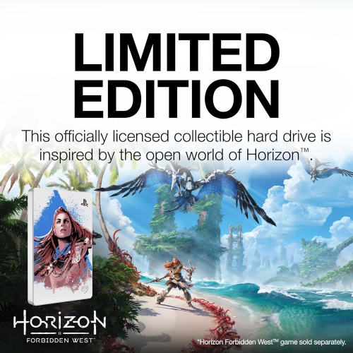 Disque dur externe de jeu Horizon Forbidden West édition limitée pour consoles PlayStation 2&nbsp;To - USB 3,2 Gen1, officiellement homologué