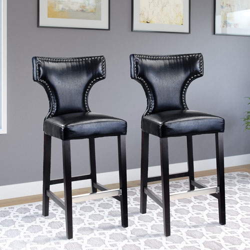 Kings Transitional Bar Height Barstool - Set of 2 - Black