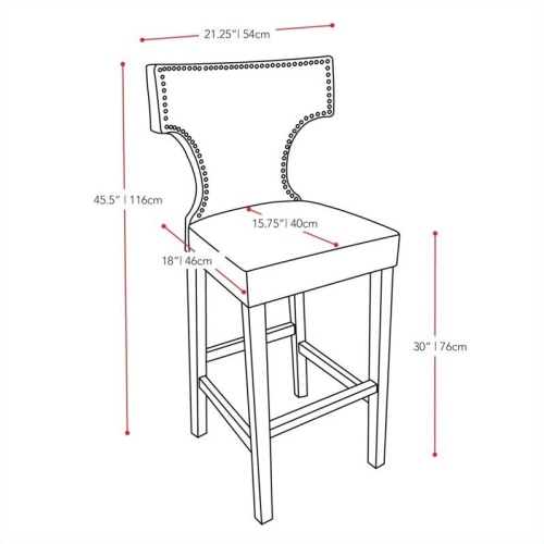 Kings Transitional Bar Height Barstool - Set of 2 - Black