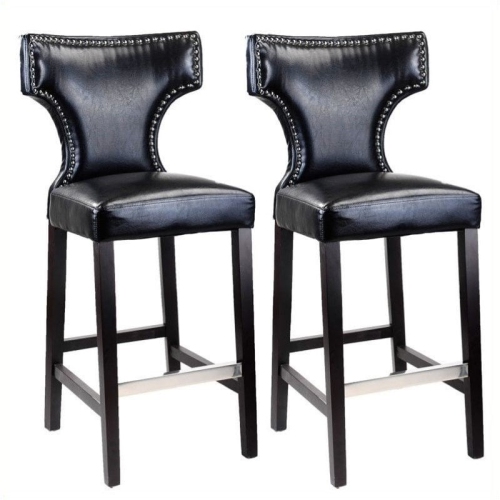 Kings Transitional Bar Height Barstool - Set of 2 - Black