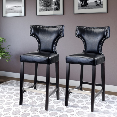 Kings Transitional Bar Height Barstool - Set of 2 - Black