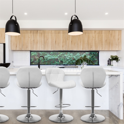 Tabouret de bar contemporain à hauteur réglable - Ensemble de 2 - Blanc