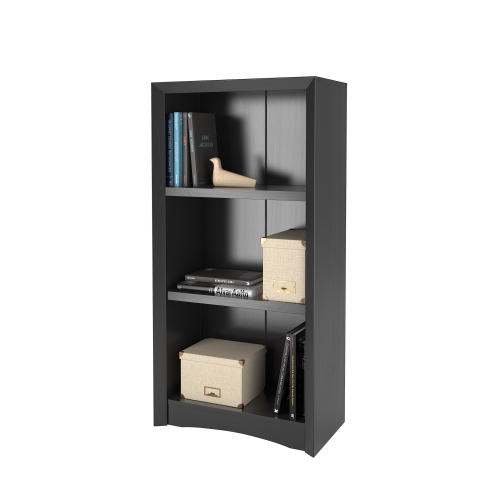 Quadra 47'' Tall Adjustable Shelf Bookcase, 3-Tier Shelving Unit Bookshelf with Open Shelves, Black