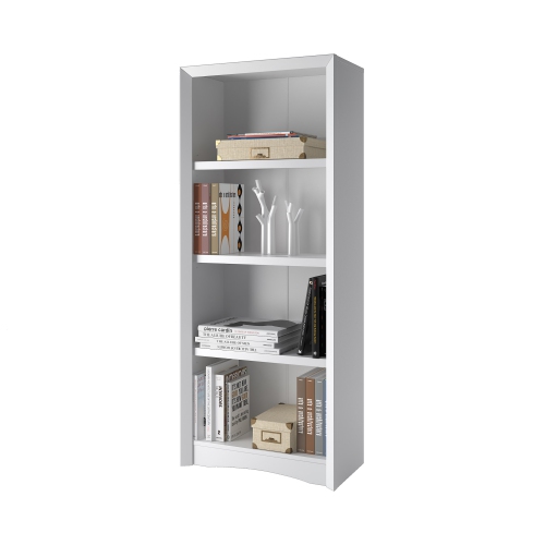 Quadra 59'' Tall Adjustable Shelf Bookcase, 4-Tier Shelving Unit Bookshelf with Open Shelves, White