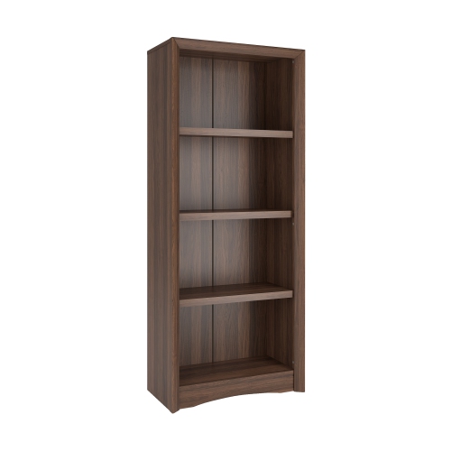 Quadra 59'' Tall Adjustable Shelf Bookcase, 4-Tier Shelving Unit Bookshelf with Open Shelves, Walnut