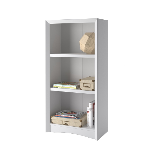 Quadra 47'' Tall Adjustable Shelf Bookcase, 3-Tier Shelving Unit Bookshelf with Open Shelves, White