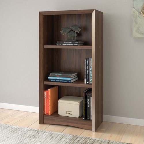 CORLIVING  Quadra 47" Tall Adjustable Shelf Bookcase, 3-Tier Shelving Unit Bookshelf With Open Shelves, Walnut