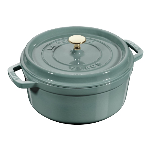 STAUB La Cocotte 2.2 L Cast Iron Round Cocotte, Eucalyptus