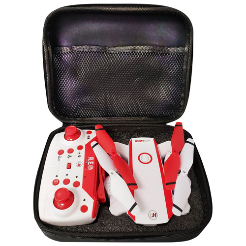 Drone HD R.E.O. avec caméra de LiteHawk - Blanc/Rouge