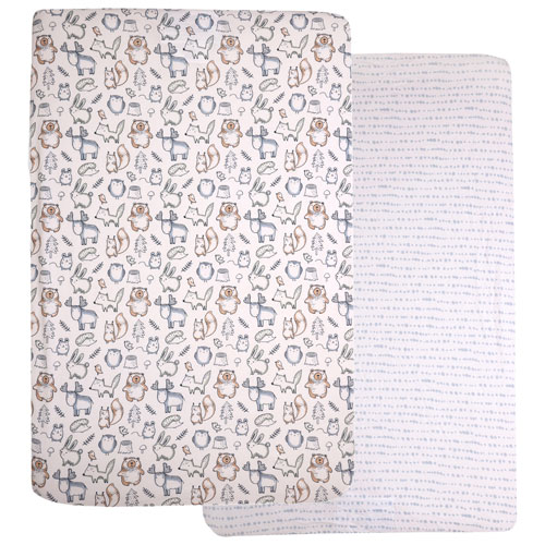 Nemcor 2-Piece Mini Jersey Fitted Sheet - Crib - Woodland